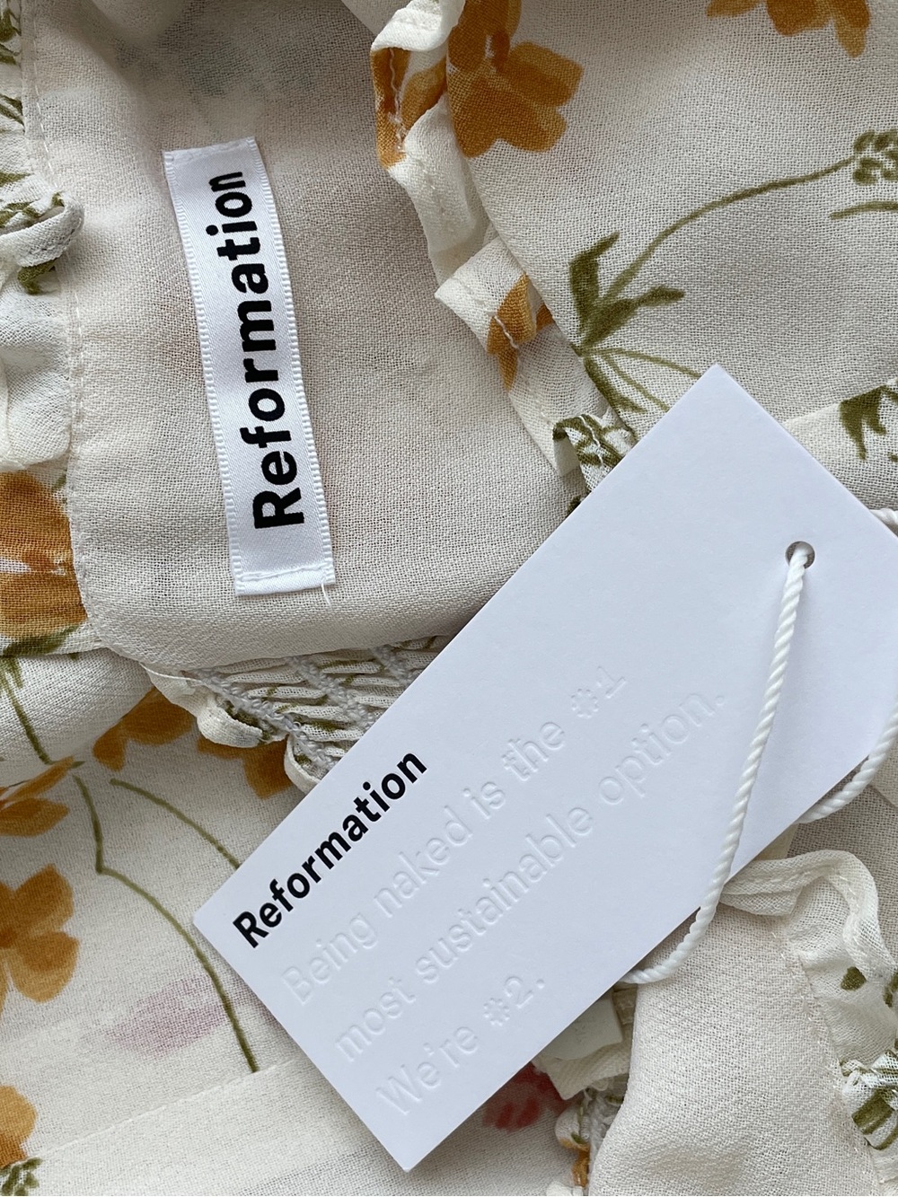 Reformation Christine floral mini dress Aries tie-straps 0 - Picture 2 of 4